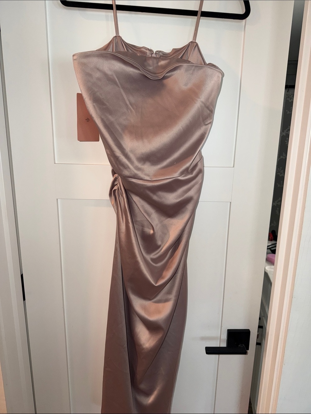 BHLDN Strapless Satin Cowl Dress in Dusty Mauve